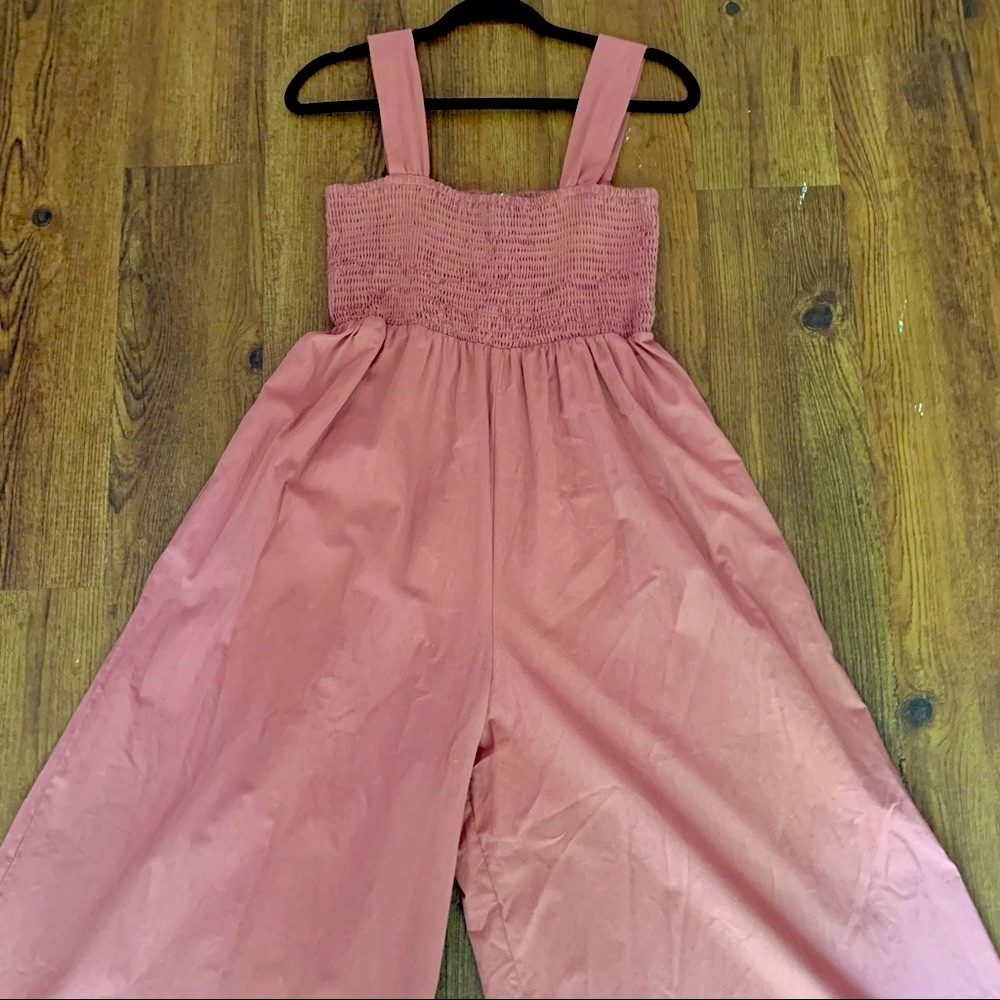Brand new MELLODAY Marsala Smocked Wide Leg Jumpsuit